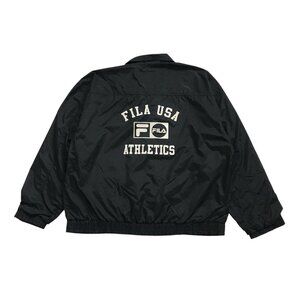 VINTAGE FILA WINDBREAKER JACKET XL MENS BLACK SWEATSHIRT 2PAC TUPAC FULL ZIP 90s